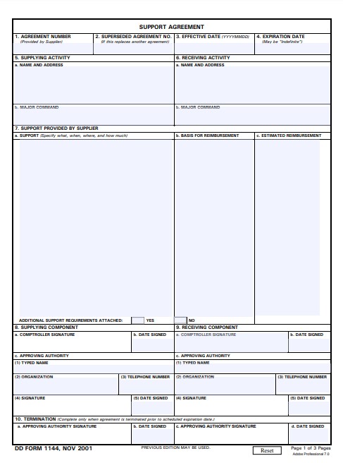 DD Form 1144 form preview
