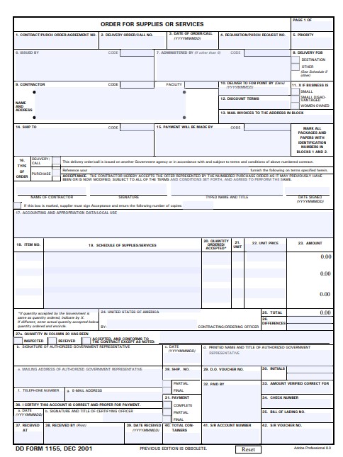DD Form 1155 form preview