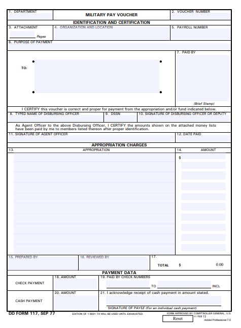 DD Form 117 form preview