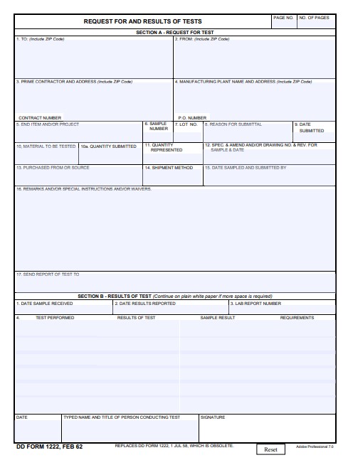 DD Form 1222 form preview