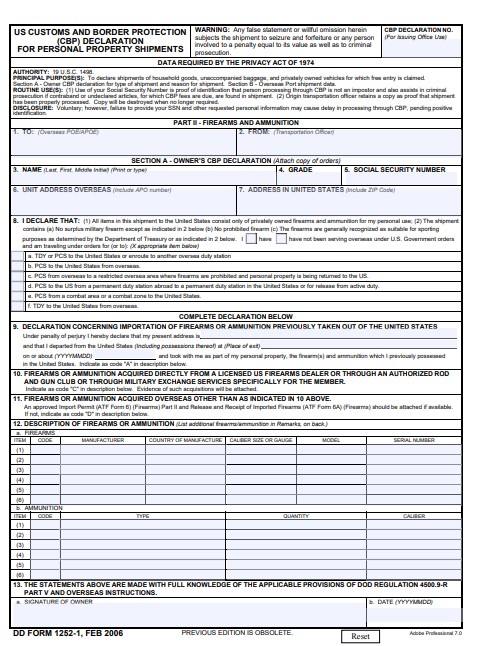 DD Form 1252-1 form preview