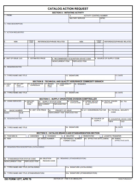 DD Form 1277 form preview