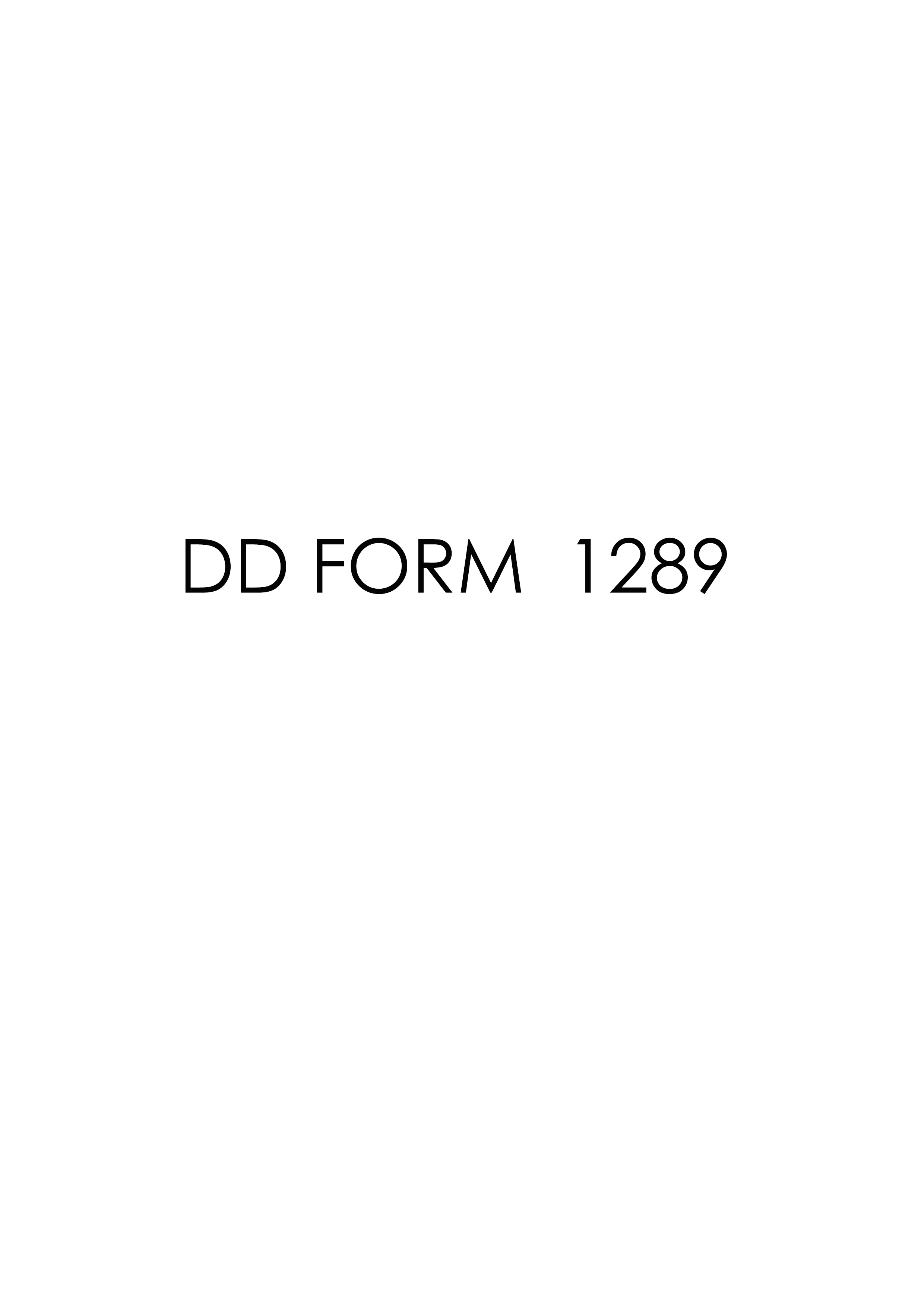 DD Form 1289 form preview