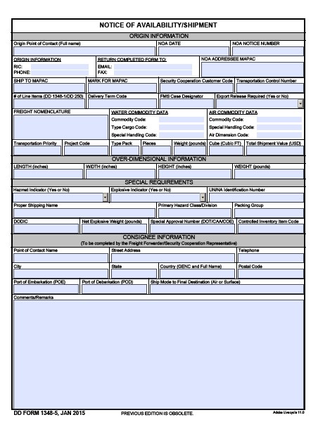DD Form 1348-5 form preview