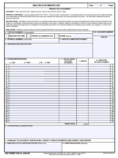 DD Form 1351-6 form preview