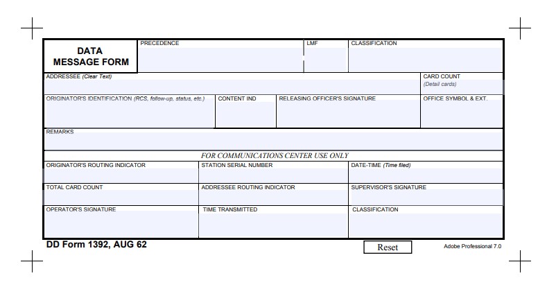 DD Form 1392 form preview