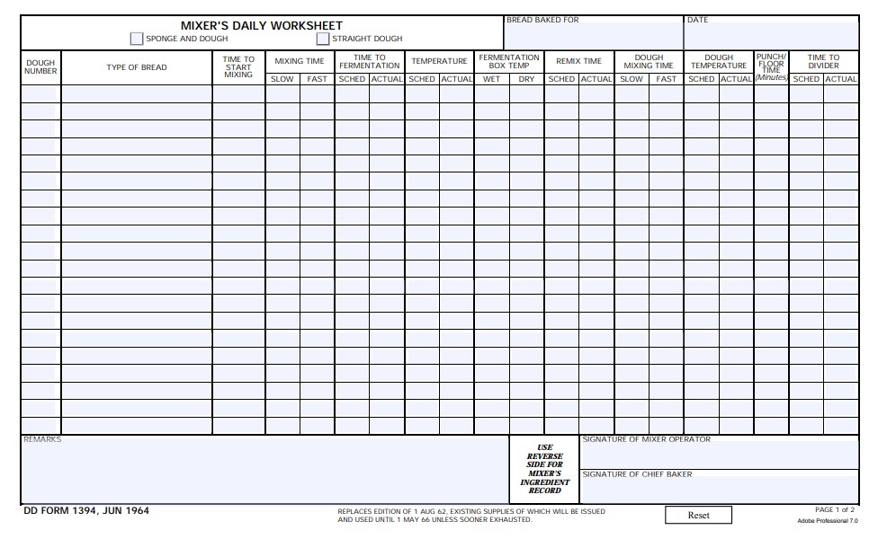 DD Form 1394 form preview