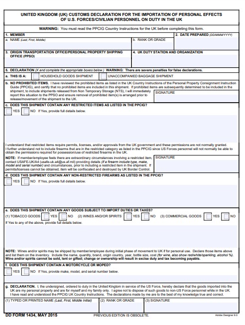 DD Form 1434 form preview