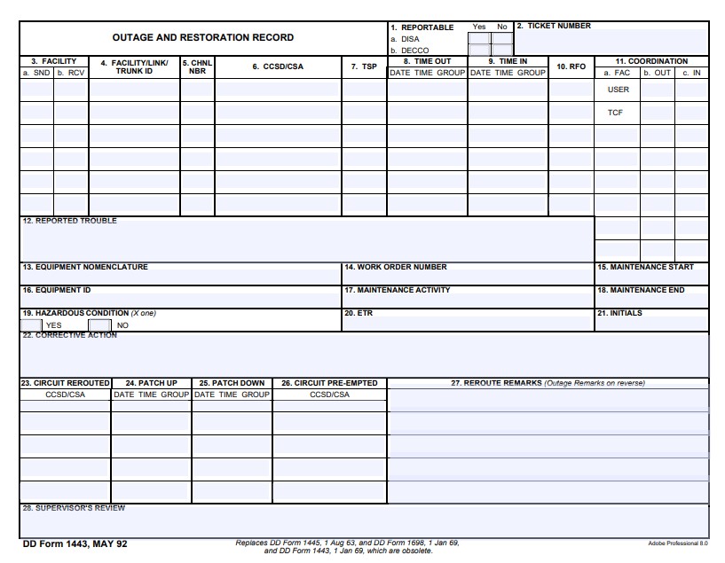 DD Form 1443 form preview