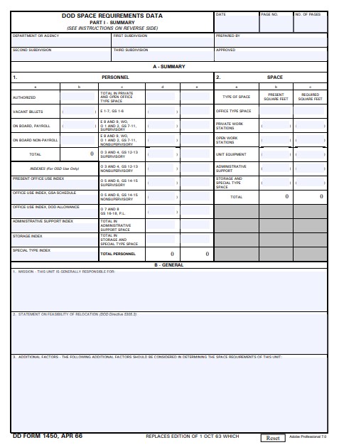 DD Form 1450 form preview