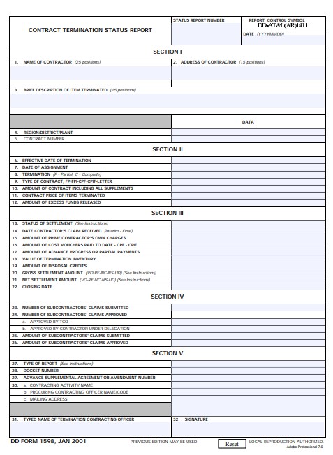 DD Form 1598 form preview