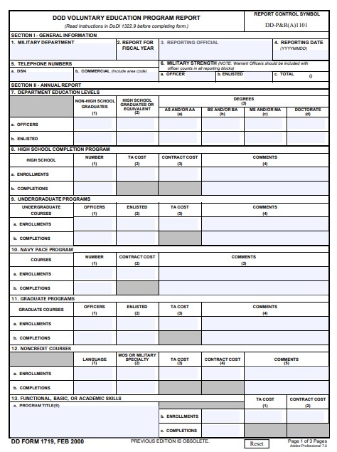 DD Form 1719 form preview