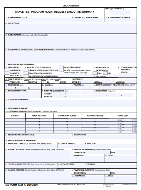 DD Form 1721-1 form preview