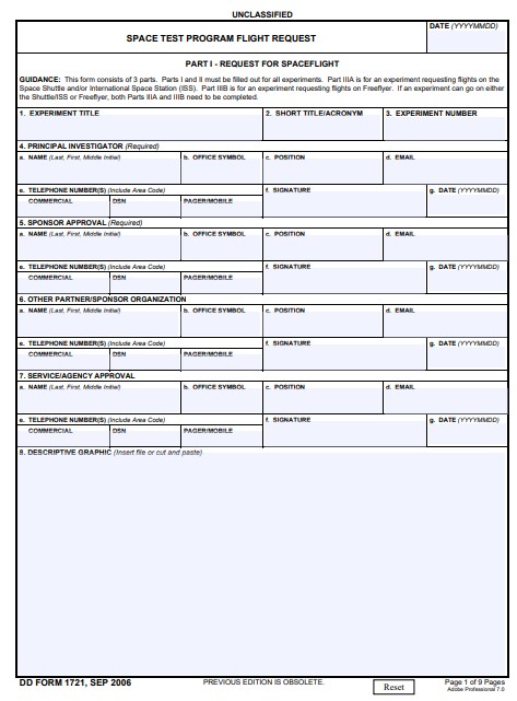 DD Form 1721 form preview