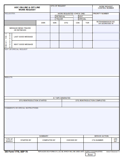DD Form 1770 form preview