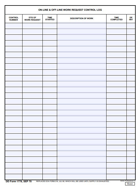 DD Form 1778 form preview