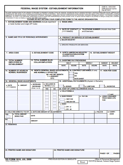 DD Form 1918 form preview