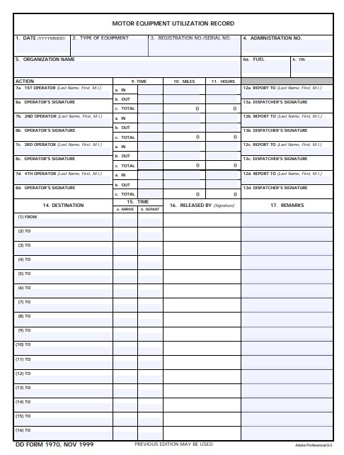 DD Form 1970 form preview