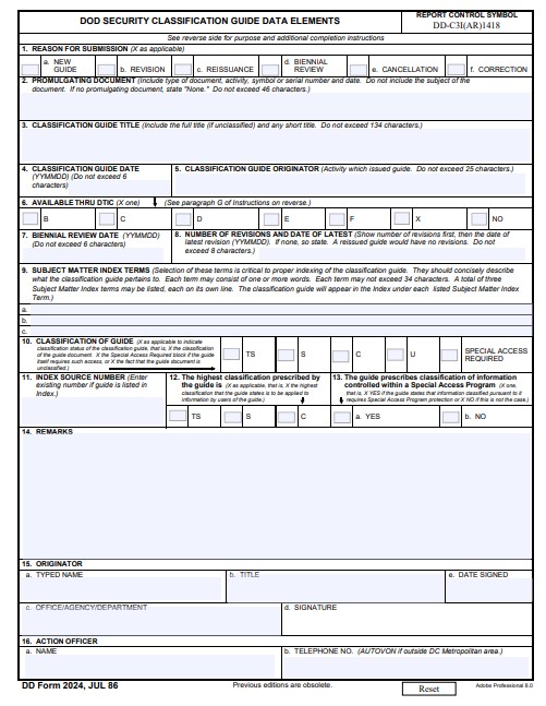 DD Form 2024 form preview