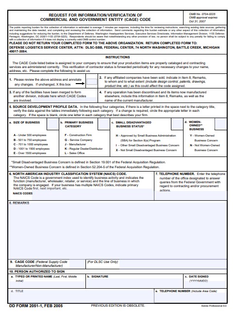 DD Form 2051-1 form preview