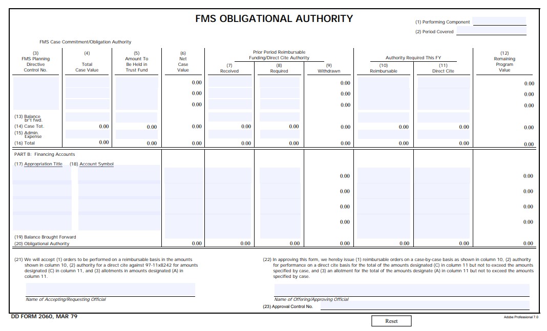 DD Form 2060 form preview