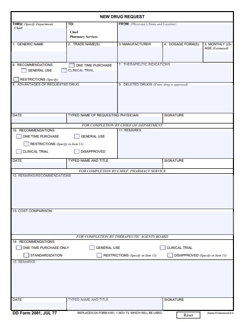 DD Form 2081 form preview
