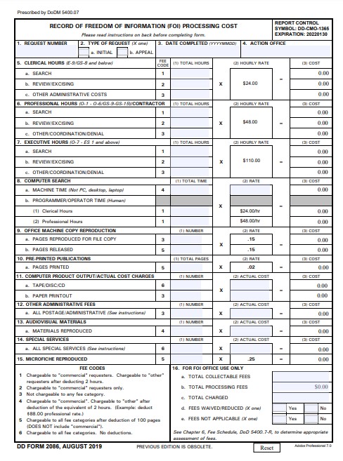 DD Form 2086 form preview