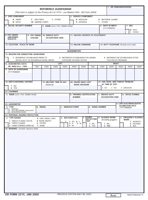 DD Form 2215 form preview