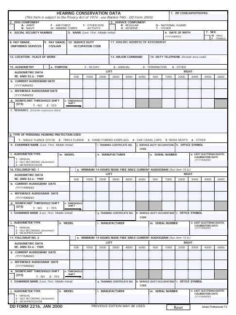 DD Form 2216 form preview
