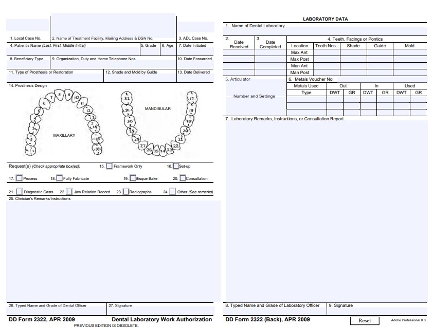 DD Form 2322 form preview