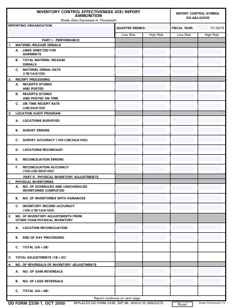 DD Form 2338-1 form preview