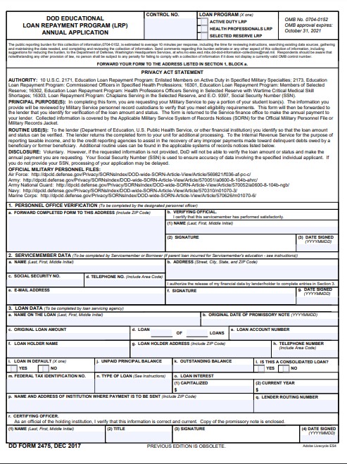 DD Form 2475 form preview