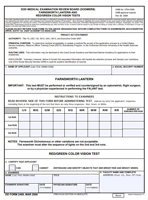 DD Form 2489 form preview