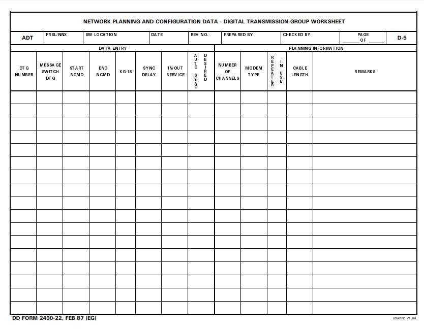 DD Form 2490-22 form preview