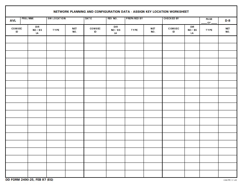 DD Form 2490-25 form preview