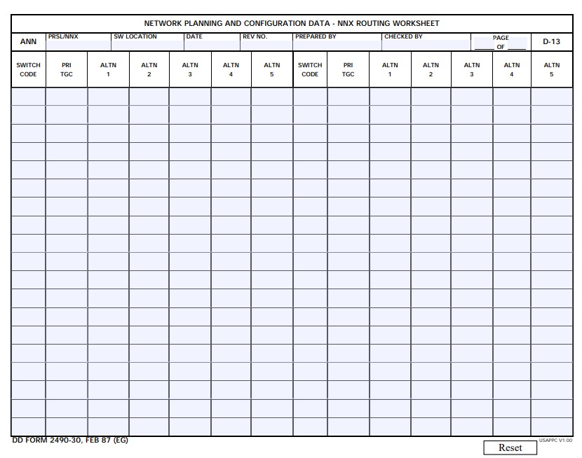 DD Form 2490-30 form preview