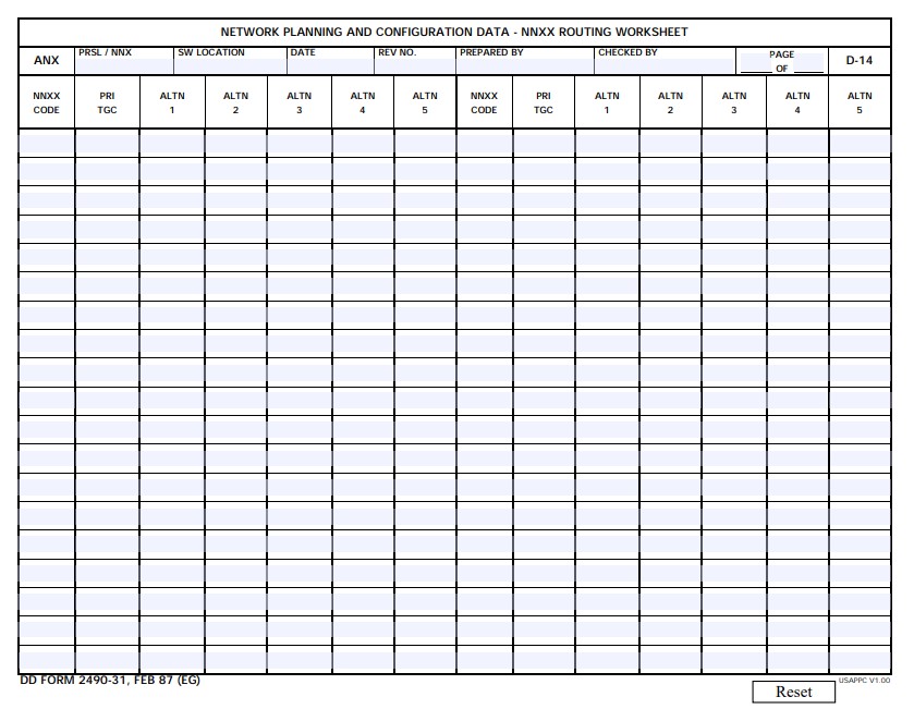 DD Form 2490-31 form preview