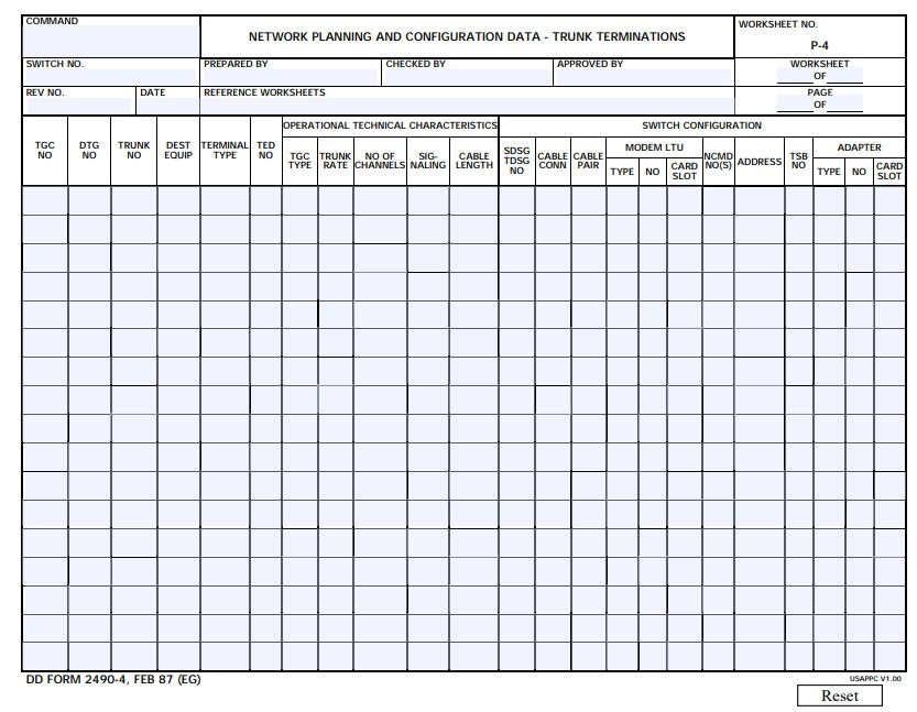 DD Form 2490-4 form preview