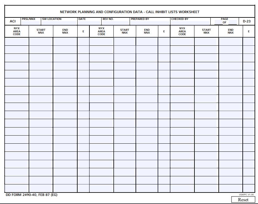 DD Form 2490-40 form preview