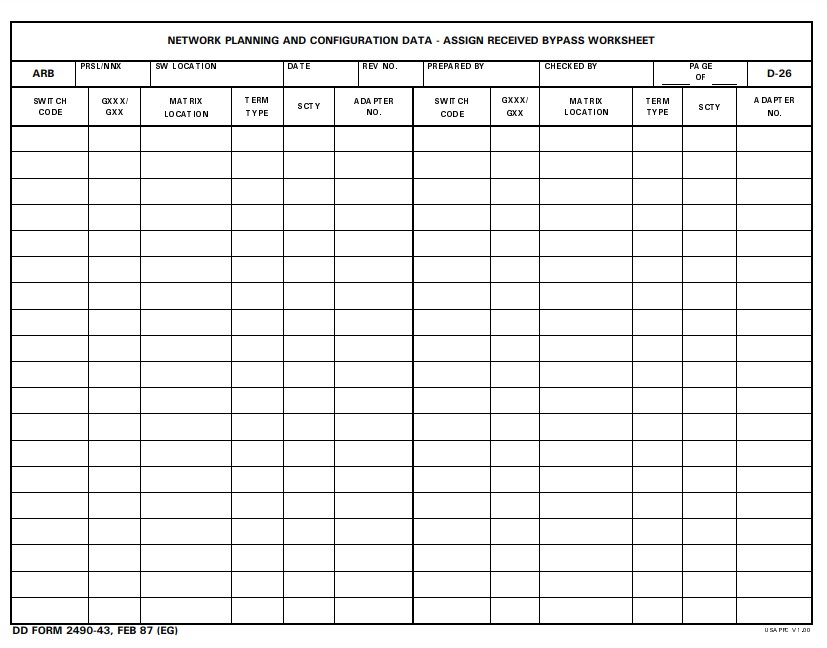 DD Form 2490-43 form preview