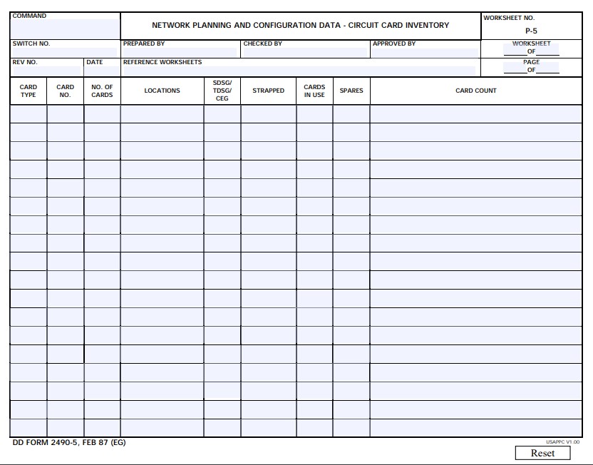 DD Form 2490-5 form preview