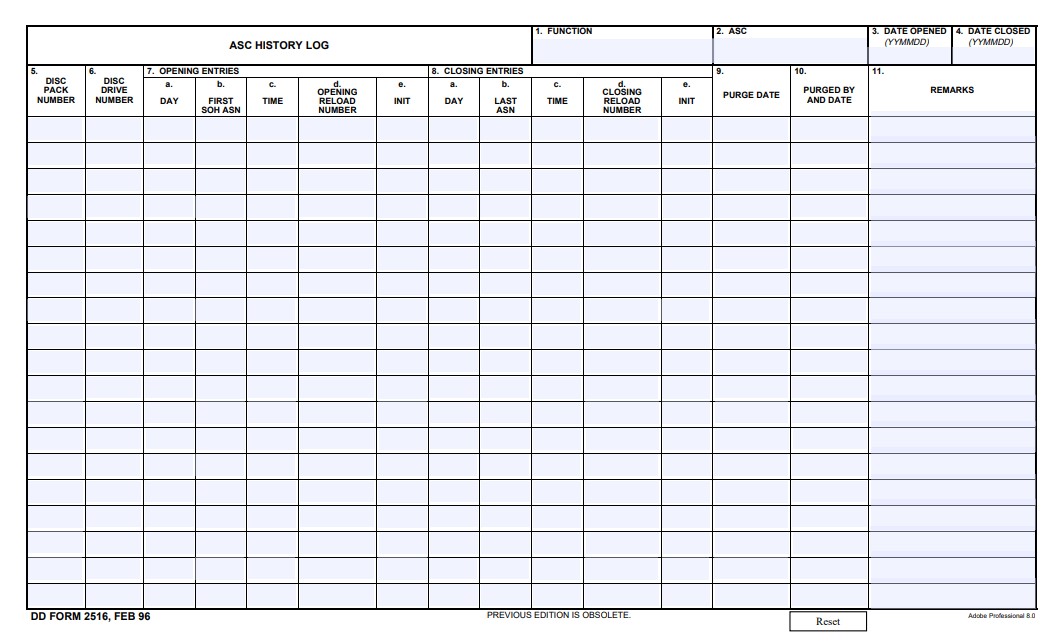 DD Form 2516 form preview