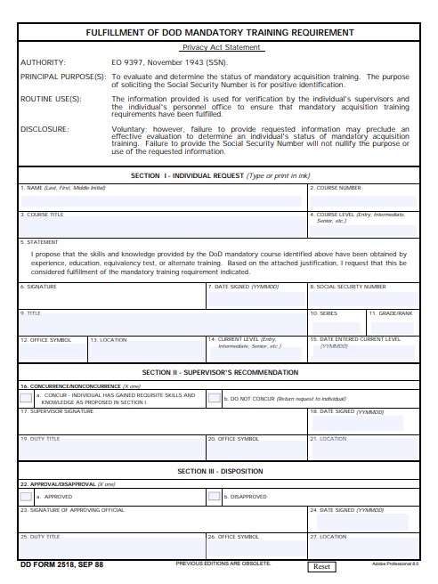 DD Form 2518 form preview