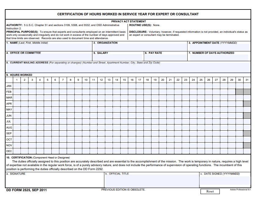 DD Form 2525 form preview