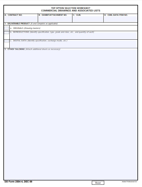 DD Form 2554-4 form preview