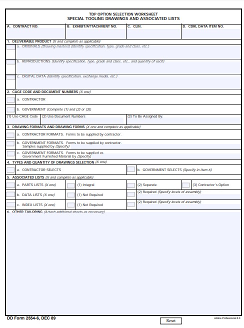 DD Form 2554-6 form preview