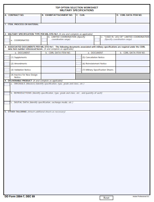 DD Form 2554-7 form preview