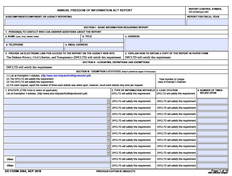DD Form 2564 form preview