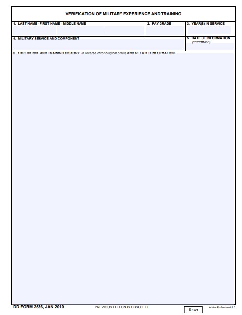 DD Form 2586 form preview