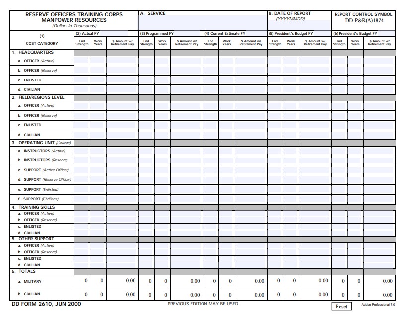 DD Form 2610 form preview